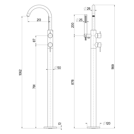 ULTRAMIX vanová baterie do podlahy, zlato mat