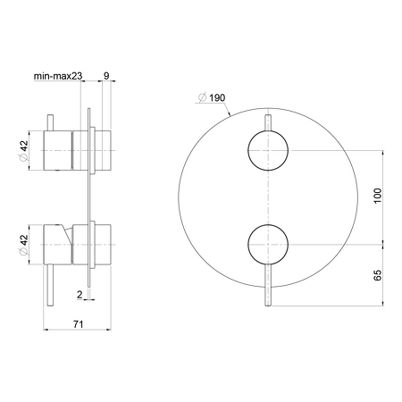 ULTRAMIX podomítková sprchová baterie, 3 výstupy, otočný přepínač, zlato mat