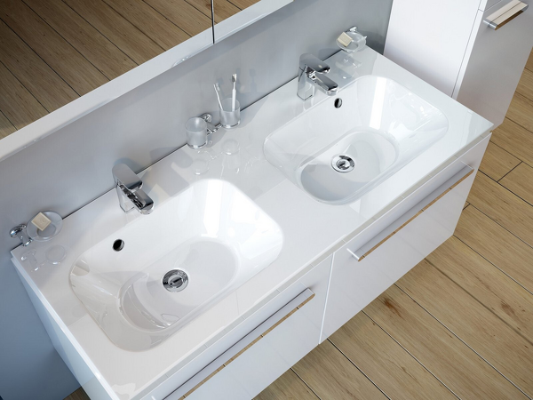 Dvojumyvadlo Chrome 1200 white s přepadem