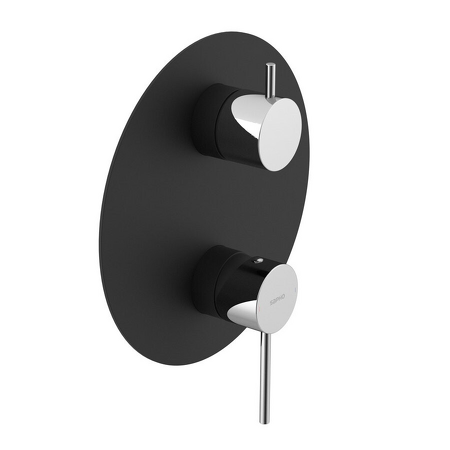 ULTRAMIX podomítková sprchová baterie, 3 výstupy, otočný přepínač, černá mat/chrom