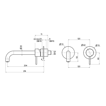 ULTRAMIX podomítková dvouprvková umyvadlová baterie, hubice 20cm, černá mat/zlato mat