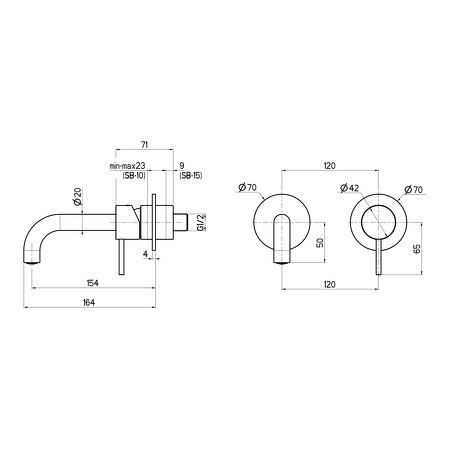 ULTRAMIX podomítková dvouprvková umyvadlová baterie, hubice 16cm, černá mat/zlato mat