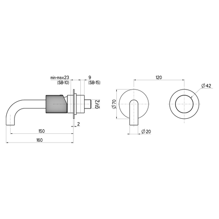 ULTRATAP podomítková dvouprvková umyvadlová baterie, hubice 16cm, chrom