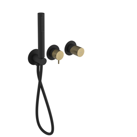ULTRATAP podomítková sprchová baterie s ruční sprchou, 2 výstupy, černá mat/zlato mat