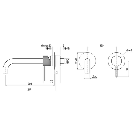 ULTRASAN podomítková dvouprvková umyvadlová baterie, hubice 20cm, černá mat