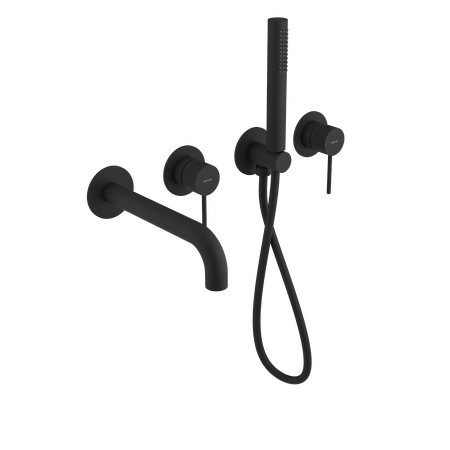 ULTRASAN podomítková vanová baterie s hubicí a ruční sprchou, 2 výstupy, černá mat