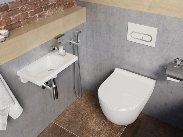 WC tlačítko Chrome bílé