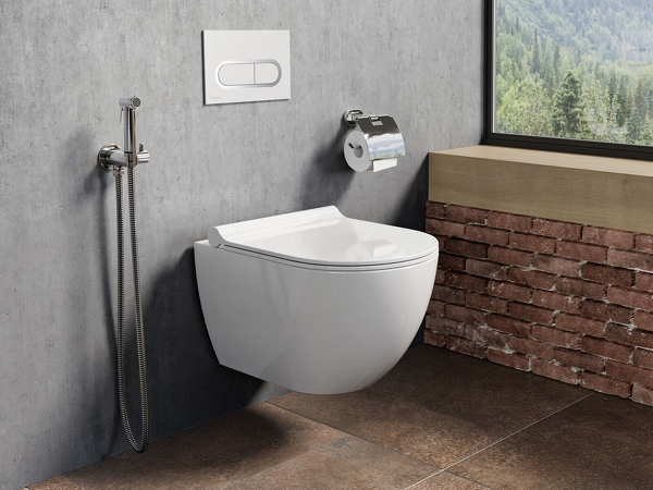 WC tlačítko Chrome bílé