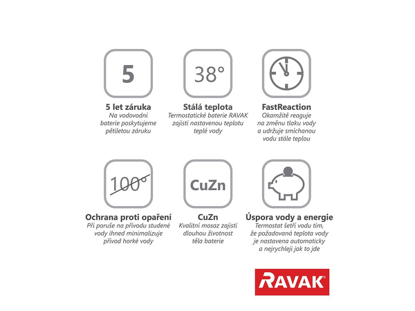 Vanová termostatická nástěnná baterie 150 mm, bez setu TE 082.00/150
