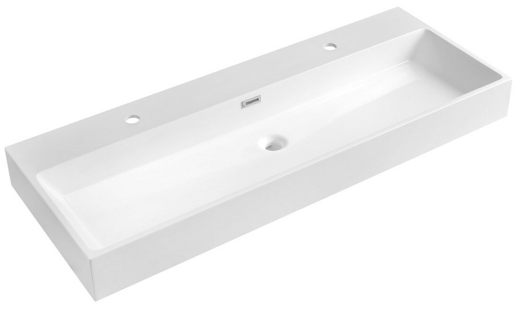 AQUATIC umyvadlo, litý mramor, 120x46cm, 2 otvory pro baterii, bílá