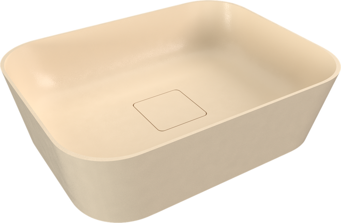 BANERA SQUARE umyvadlo na desku, litý mramor, 50x36cm, béžová mat