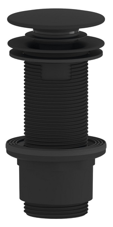 Umyvadlová výpust 5/4“, click-clack, velká zátka, 10-80mm, ABS/černá mat