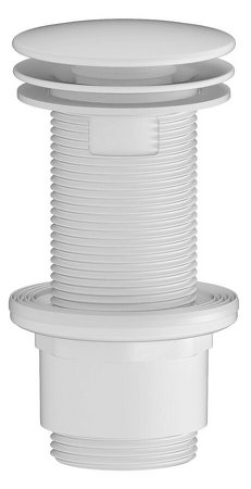 Umyvadlová výpust 5/4“, neuzavíratelná, velká zátka, 10-80mm, ABS/bílá mat