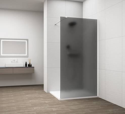 ESCA WHITE MATT jednodílná sprchová zástěna k instalaci ke stěně, kouřové matné sklo, 900 mm