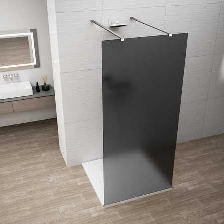 ESCA CHROME jednodílná sprchová zástěna do prostoru, kouřové matné sklo, 1300 mm