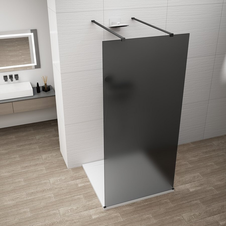 ESCA BLACK MATT jednodílná sprchová zástěna do prostoru, kouřové matné sklo, 1300 mm