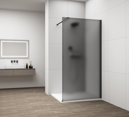ESCA BLACK MATT jednodílná sprchová zástěna k instalaci ke stěně, kouřové matné sklo, 1500 mm