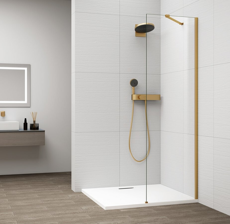 ESCA GOLD MATT jednodílná sprchová zástěna k instalaci ke stěně, sklo čiré, 500 mm