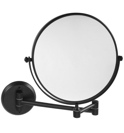 X-ROUND BLACK E kosmetické zrcátko závěsné, Ø 200mm, oboustranné, černá mat