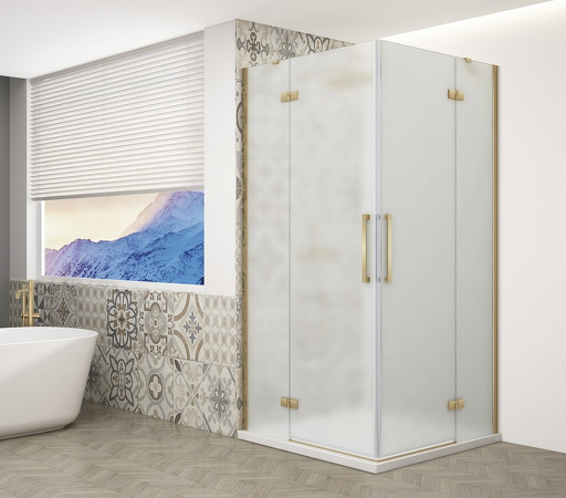 TRINITY GOLD MATT čtvercový sprchový kout 1100x1100mm, rohový vstup, matné sklo