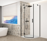 TRINITY BLACK čtvrtkruhový sprchový kout 900x900mm, čiré sklo, levé náhledová fotka produktu
