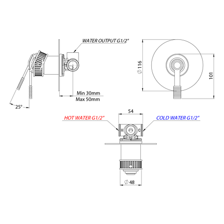 VERSI podomítková sprchová baterie, 1 výstup, bronz