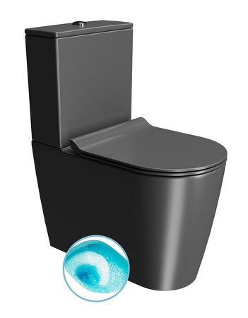 KUBE X WC kombi, Swirlflush, spodní/zadní odpad, černá dual-mat