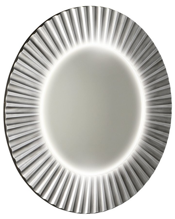 PRIDE kulaté zrcadlo s LED osvětlením v rámu ø 90cm, stříbrná