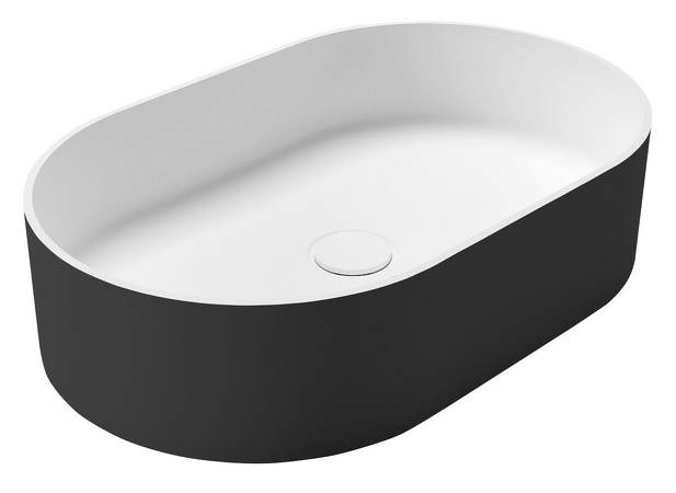 THIN umyvadlo na desku, Rockstone, 55x35cm, carina/bílá mat