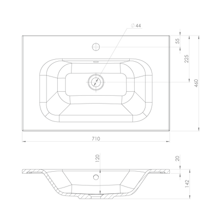SIDRA umyvadlo, litý mramor, 71x46cm, bílá