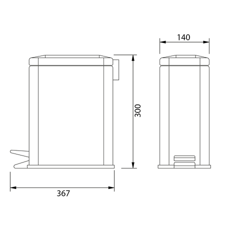 SIMPLE LINE odpadkový koš obdélníkový 5l, černá mat