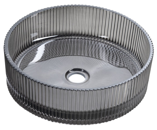 ANHELO skleněné gravírované umyvadlo na desku Ø 39,5cm, černá