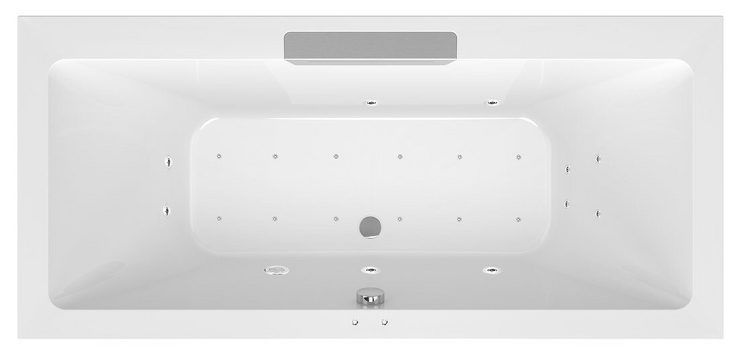 CASCATA hydromasážní vana, 185x85x45cm, kaskáda nerez, Active Hydro-Air, chrom