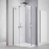 THRON SQUARE čtvrtkruhová sprchová zástěna 900x900mm, čiré sklo, levá náhledová fotka produktu