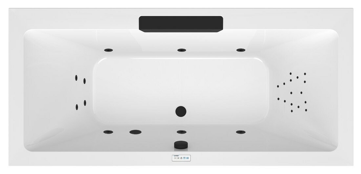 CASCATA hydromasážní vana, 185x85x45cm, kaskáda černá, Highline Hydro, černá