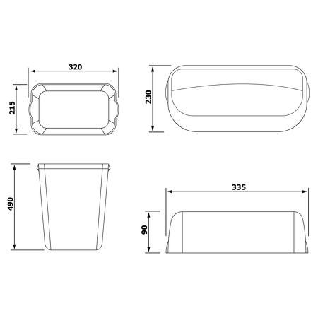 COLORED odpadkový koš nástěnný s víkem 23l, ABS, Soft Touch, hnědá