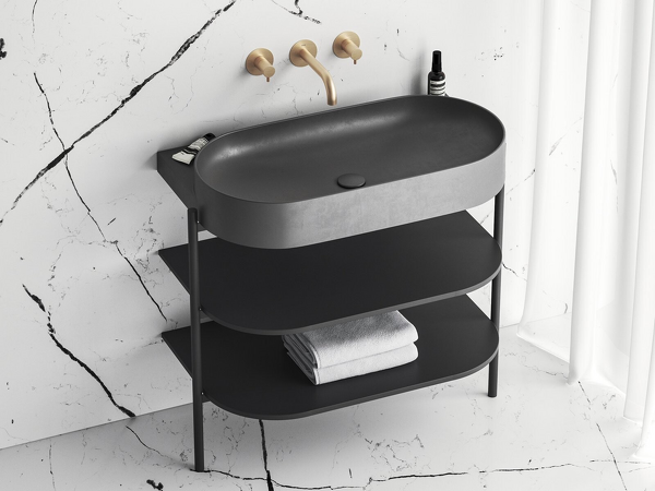 Umyvadlo Yard 80, bez otvoru pro baterii, bez přepadu, antracit