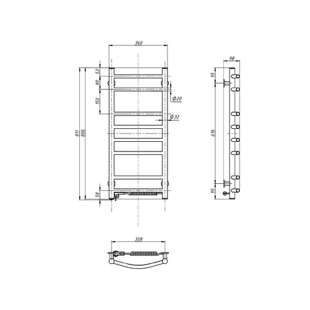SUPE elektrický sušák ručníků, 360x800mm, 107W, bílý