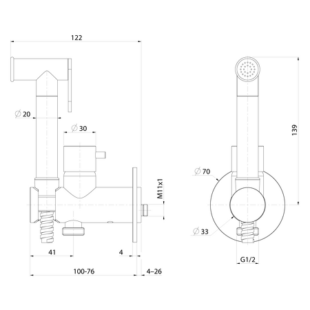 ULTRAMIX podomítková bidetová baterie se Stop sprškou, kulatá, chrom