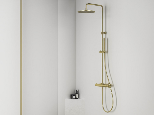 ES 091.60GLB Sprchový sloup s termostatickou baterií, posuvný, se sprchovým setem, Gold Brushed