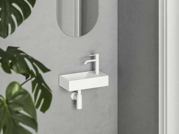 Umývátko Veda Wall 40 P, s otvorem pro baterii, bez přepadu, bílá matná