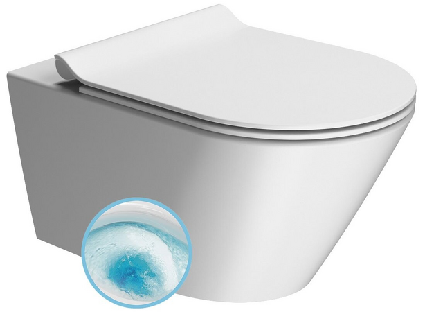 KUBE X závěsná WC mísa, GeniusFlush, 36x55cm, bílá dual-mat