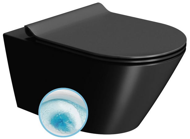 KUBE X závěsná WC mísa, GeniusFlush, 36x55cm, černá dual-mat
