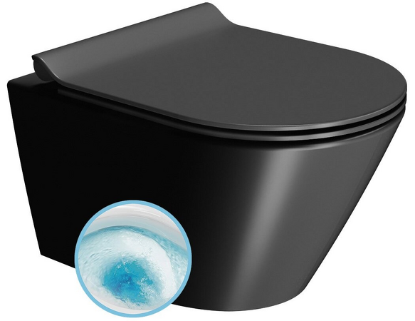 KUBE X závěsná WC mísa, GeniusFlush, 36x50cm, černá dual-mat