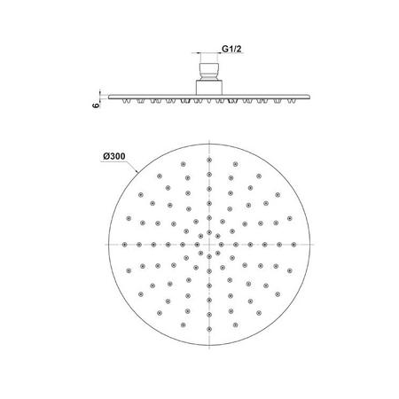 Hlavová sprcha, průměr 300mm, zlato mat