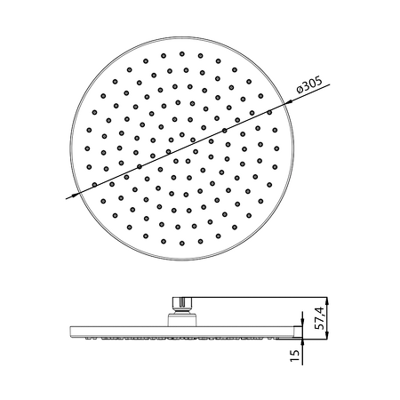 Hlavová sprcha, průměr 300 mm, ABS/chrom