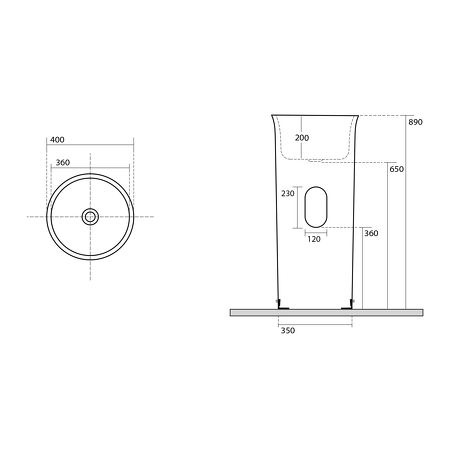 THE NEW YORKER keramické umyvadlo volně stojící ke stěně, 40x89x40cm, bílá