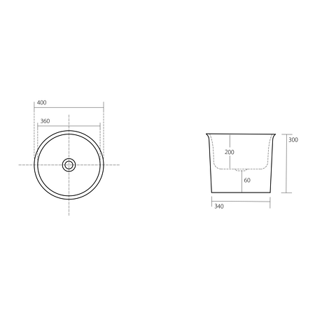 THE NEW YORKER keramické umyvadlo na desku vysoké, průměr 40cm, bílá mat