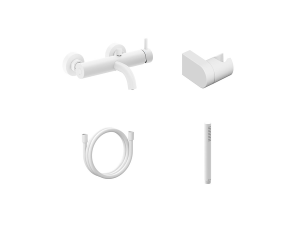 ES 022.10WV.+S Vanová nástěnná baterie se sprchovým setem, White Velvet