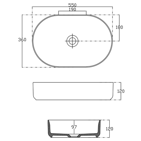 INFINITY OVAL keramické umyvadlo na desku, 55x36cm, terrazzo